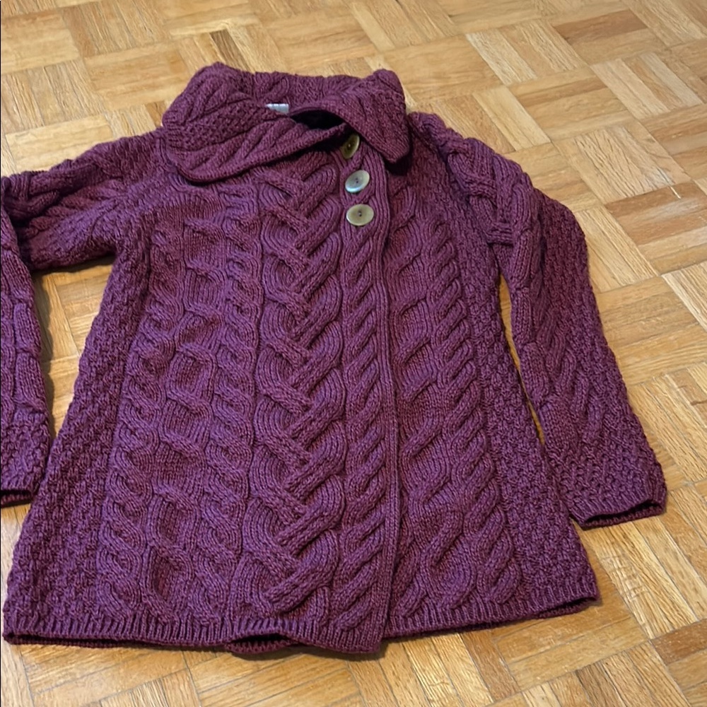 Aran Cable Knit Purple Sweater